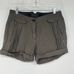 Nice Collective Utility Shorts Women's Sze 2 Gray Striped Button-Fly Cuffed Y2K